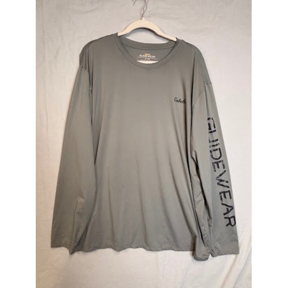 Cabelas Guidewear Mens XL Gray Long Sleeve Performance Fishing Shirt UPF 50